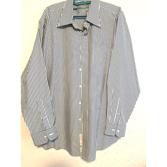 Nordstrom Dress Shirt Oxford Stripes, Rounded Adjustable cuffs Size 17/33 - Picture 1 of 4